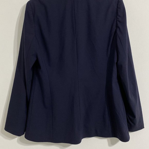 Lafayette 148 New York Blazer Womens 10 Blue Wool Blend Three Button Long Sleeve - Picture 4 of 8